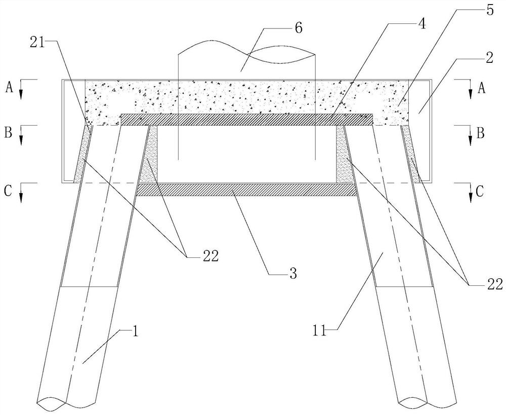 Assembly type high-pile bearing platform for offshore wind power