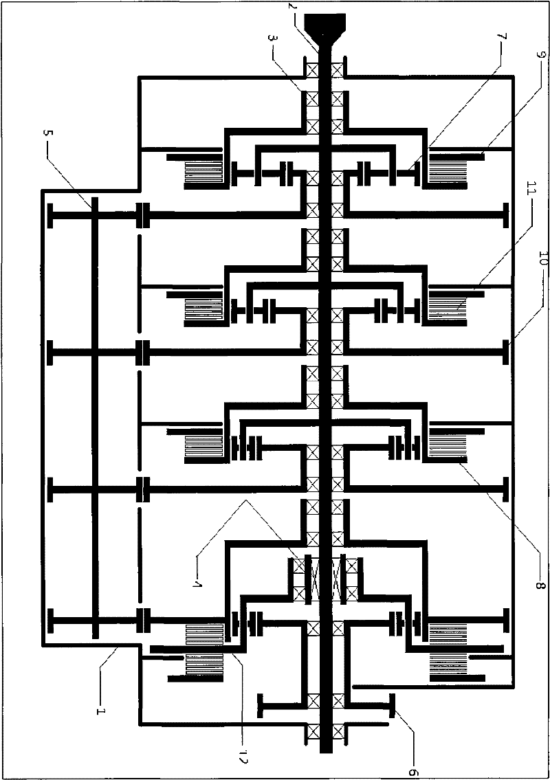 Modularized full-meshed brake type transmission