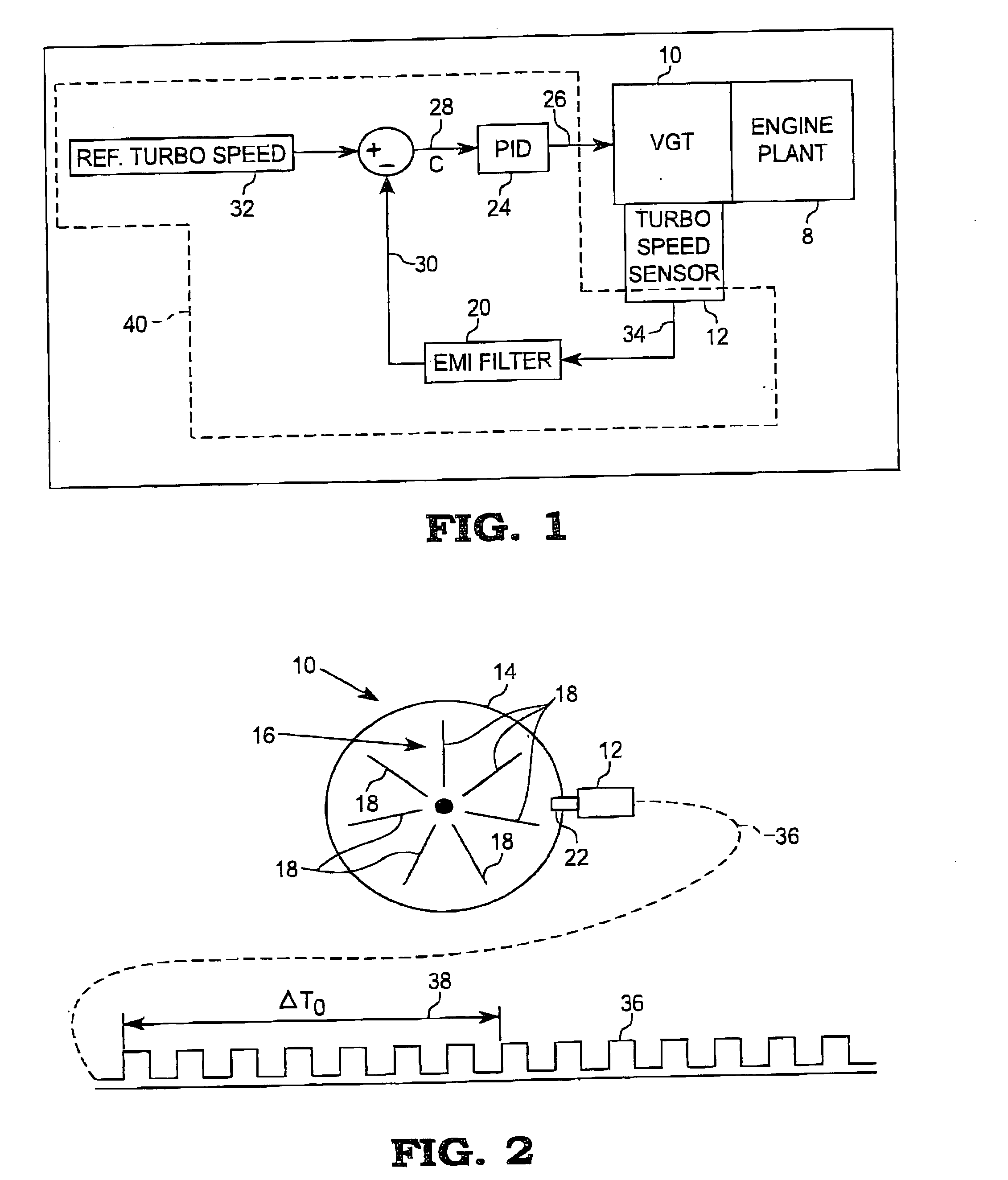 EMI noise filter for eddy current turbo speed sensor