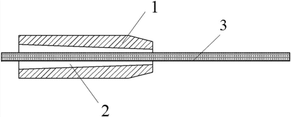 Extruded type anchorage device for FRP rib and anchoring method