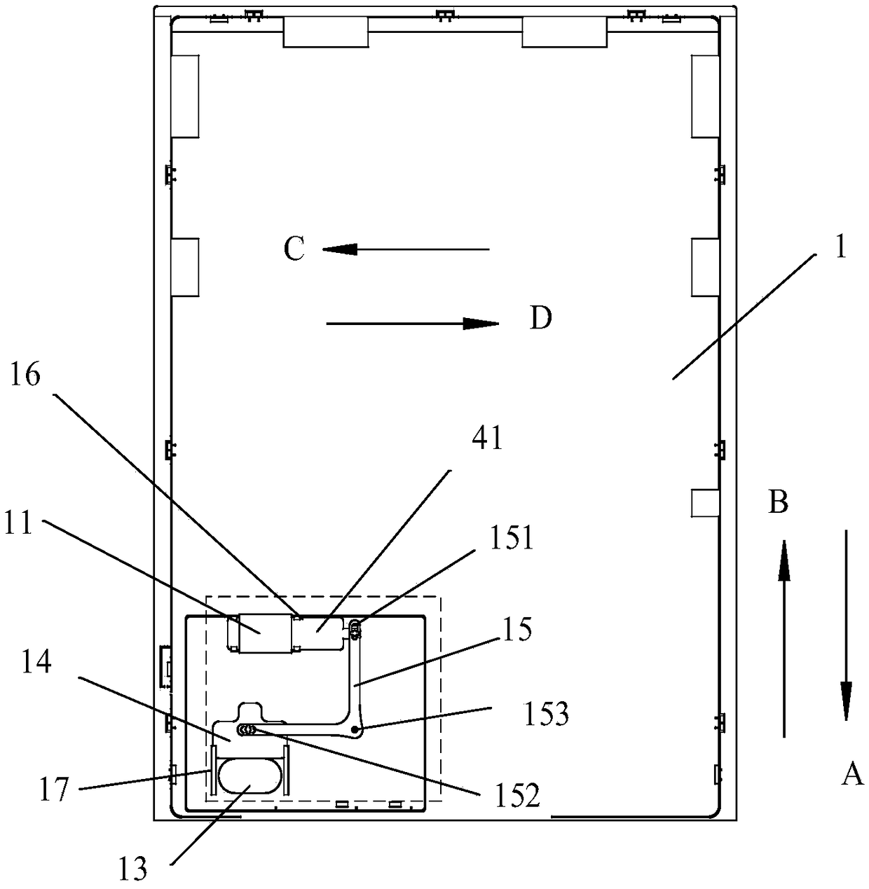 Air door adjusting device and refrigerator