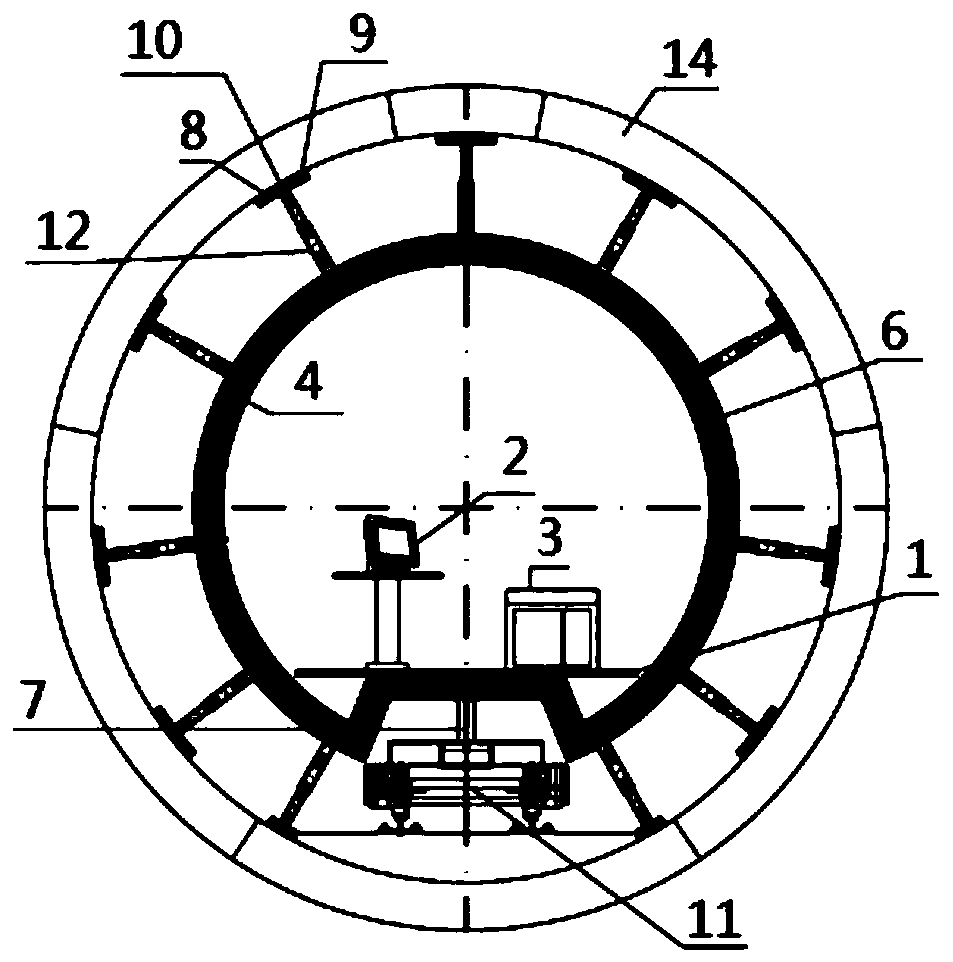 Shield tunnel repairing reinforcing platform and reinforcing method