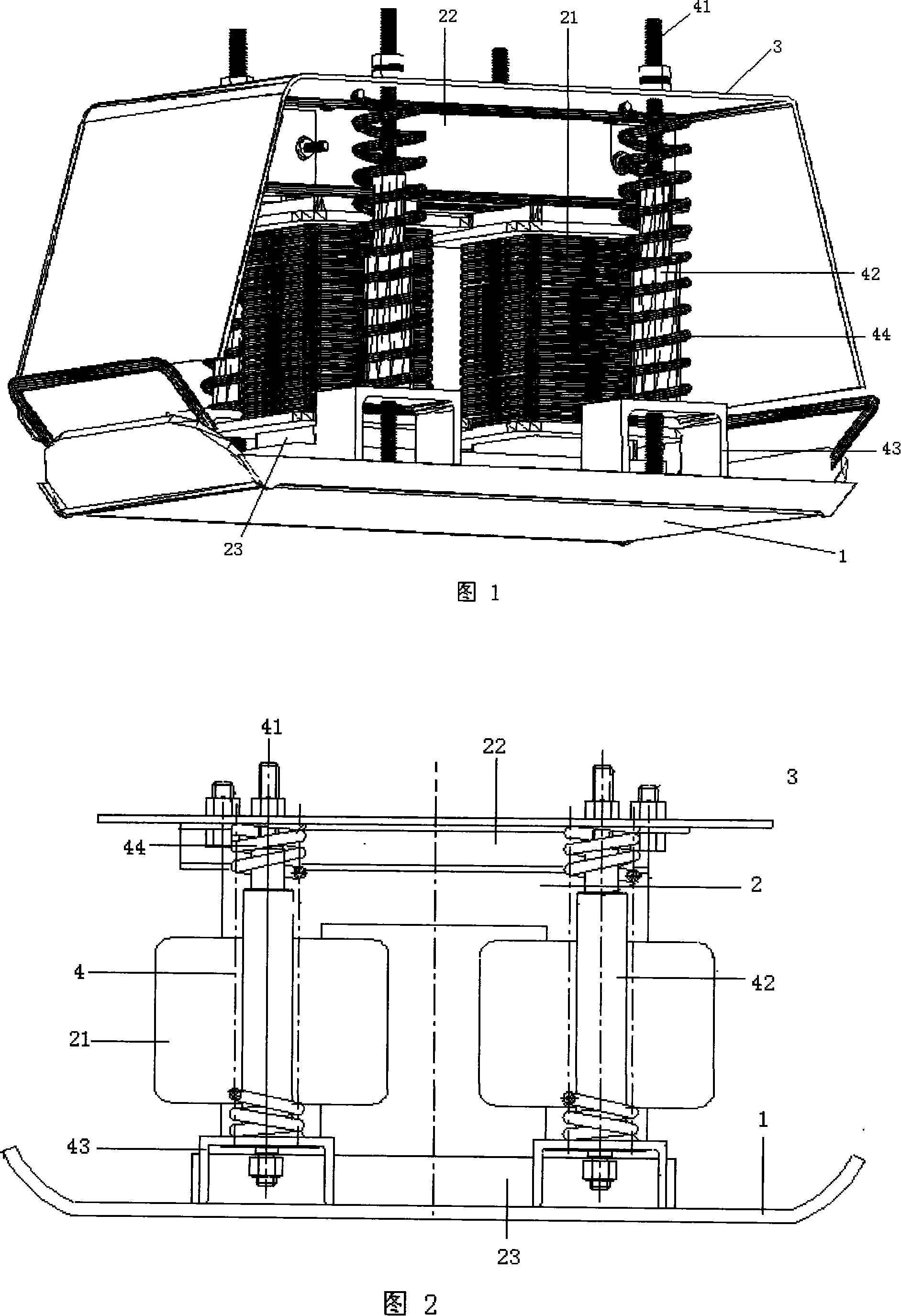 Flat-board type electromagnetic vibration compaction machine