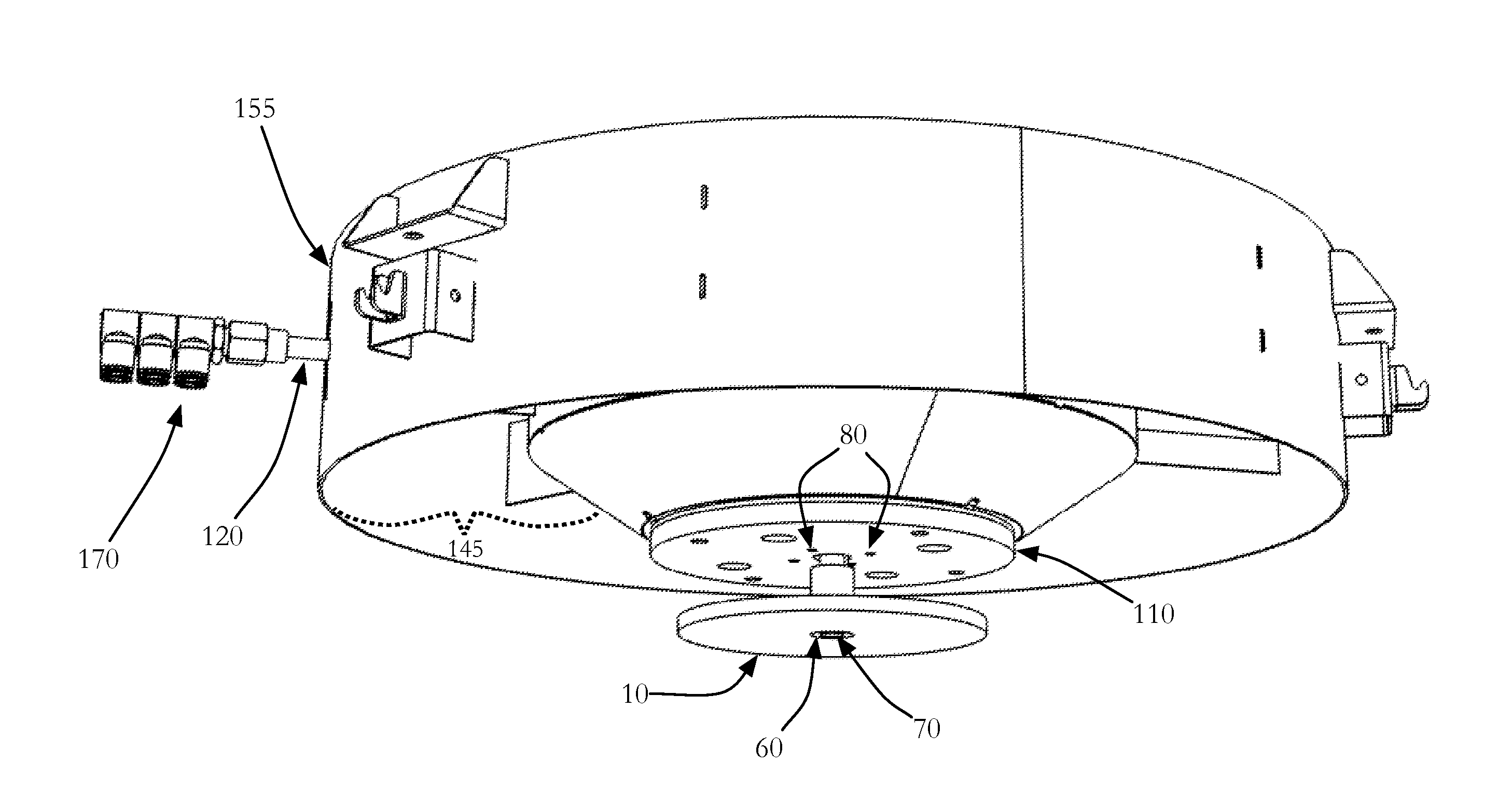 Rotating Disk Atomizer with Treatment Fluid Feed Arrangement