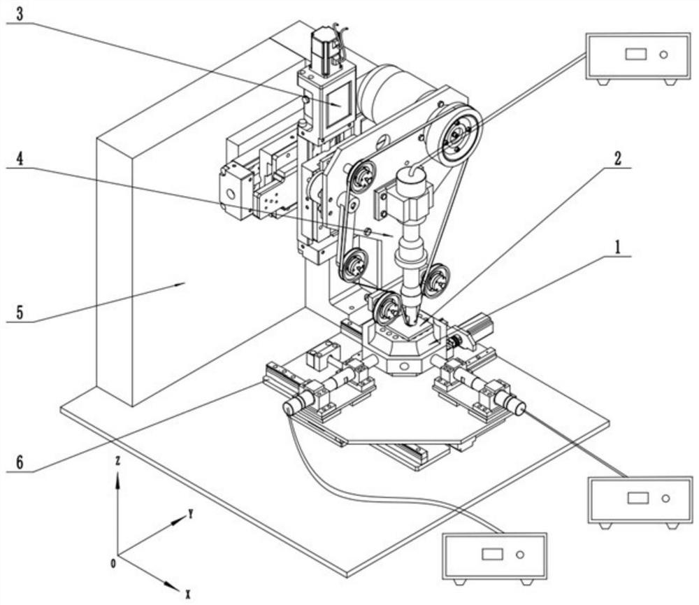 Three-dimensional ultrasonic vibration auxiliary abrasive belt grinding device