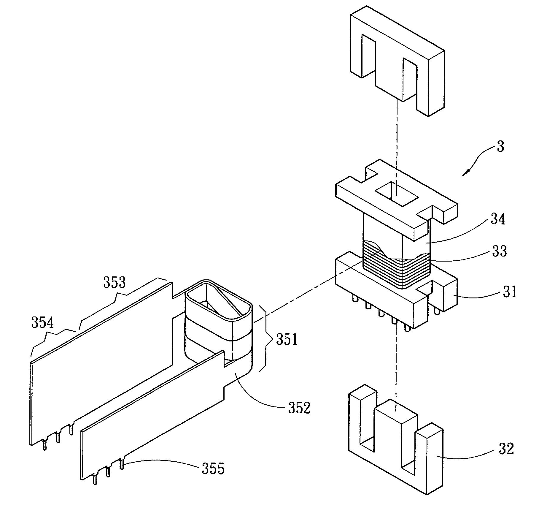 Winding structure of transformer