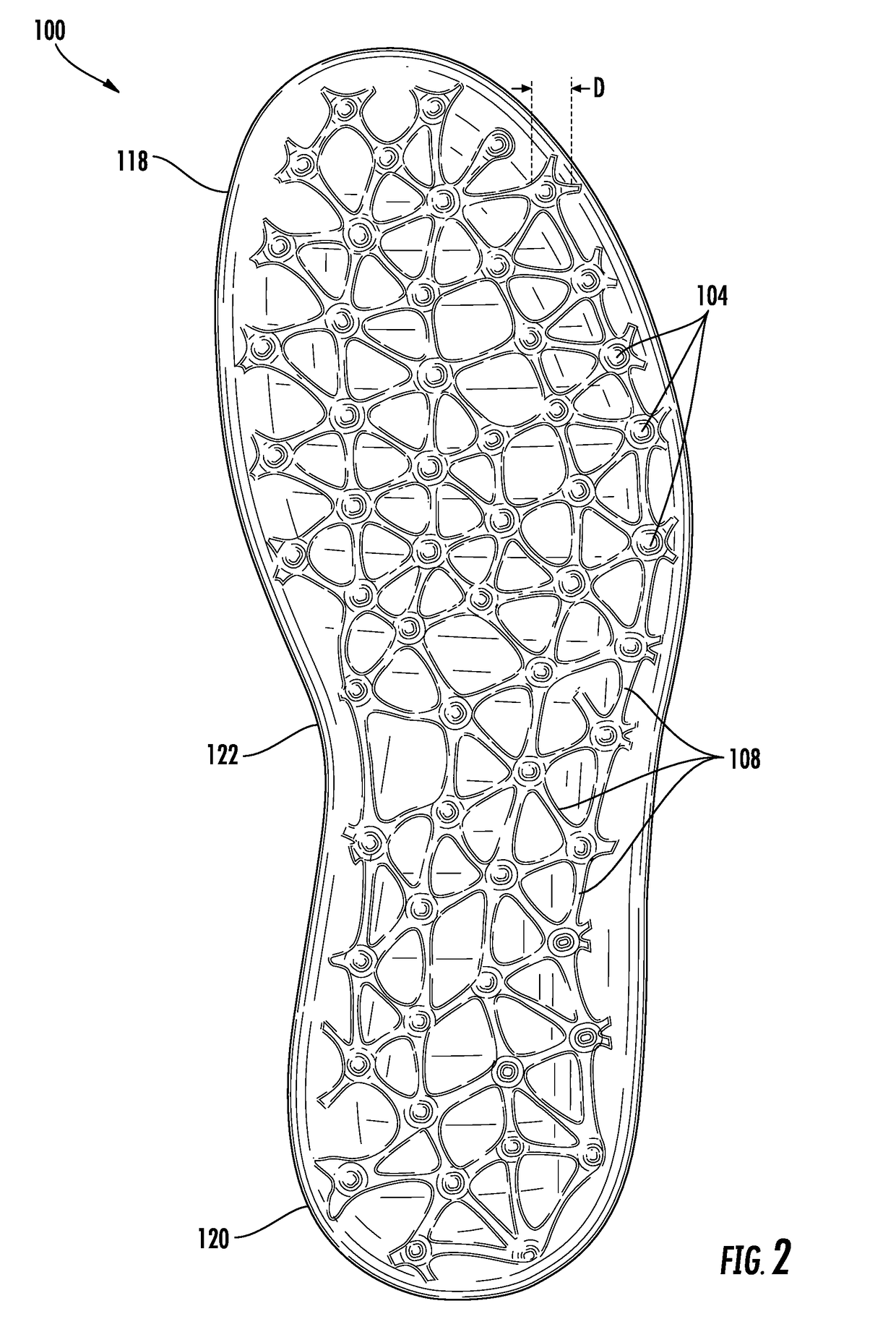 Outer sole for spikeless footwear