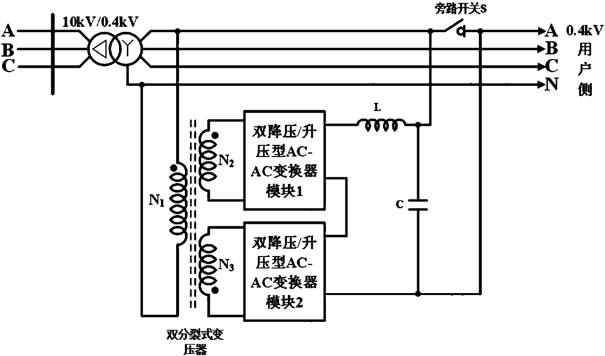 Distributed-type flexible voltage regulation topological structure for power distribution network based on AC-DC converter