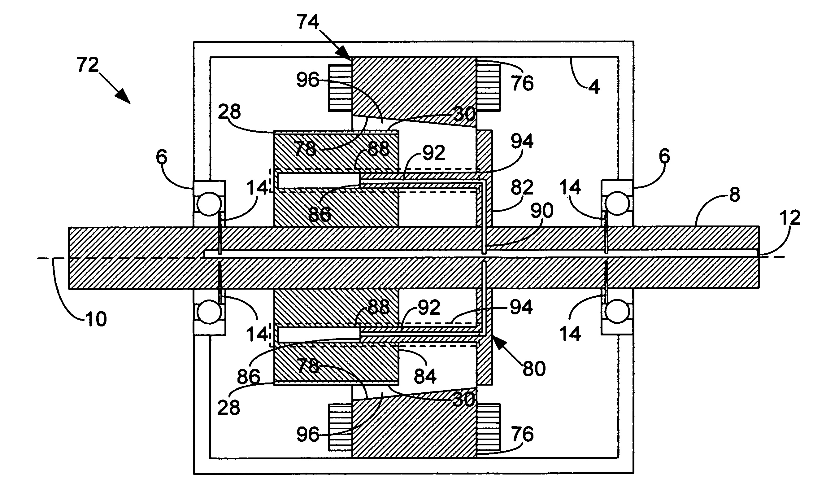 Permanent magnet dynamoelectric machine with axially displaceable permanent magnet rotor assembly