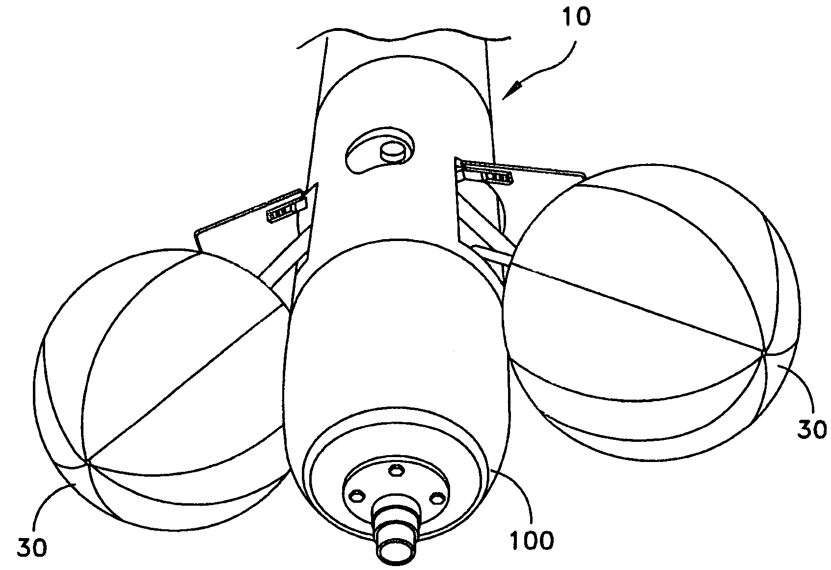 Underwater vehicle deceleration and positive buoyancy assembly