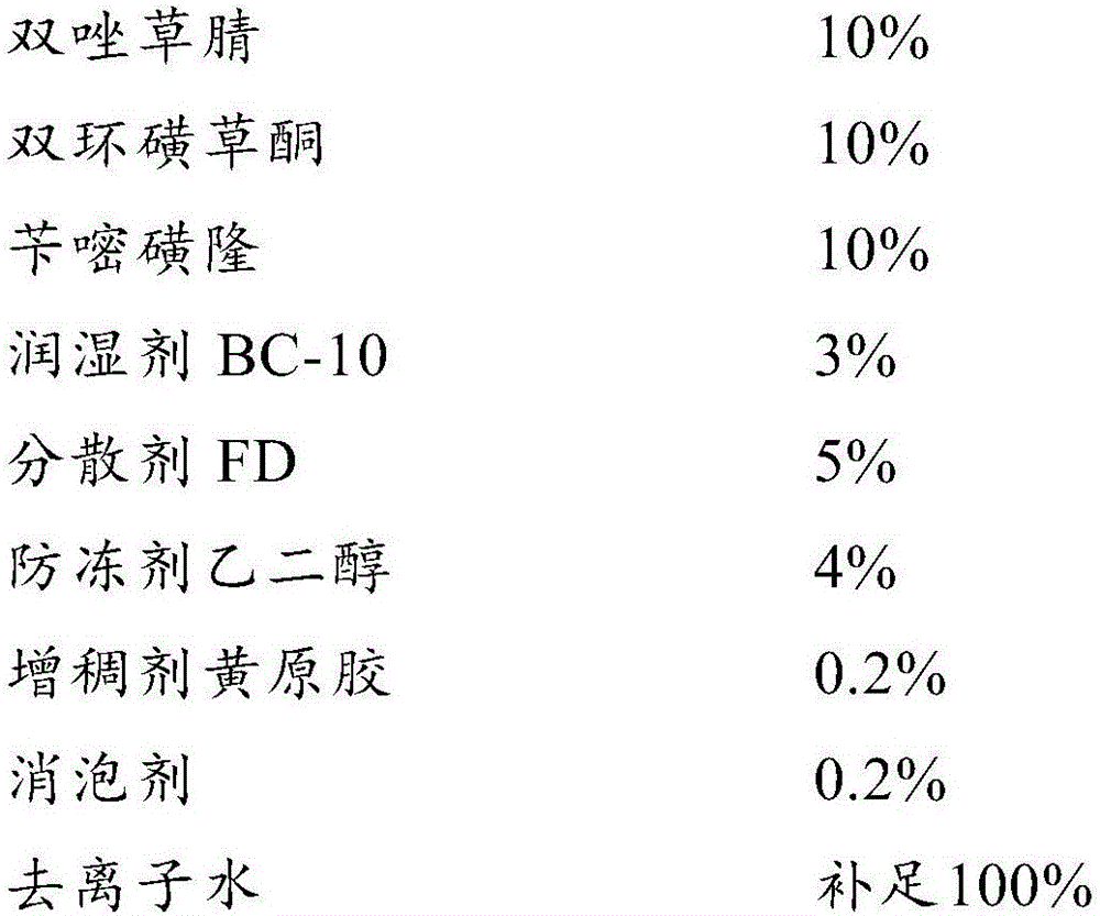 Ternary weeding composition containing pyraclonil, benzobicylon and sulfonylurea herbicide