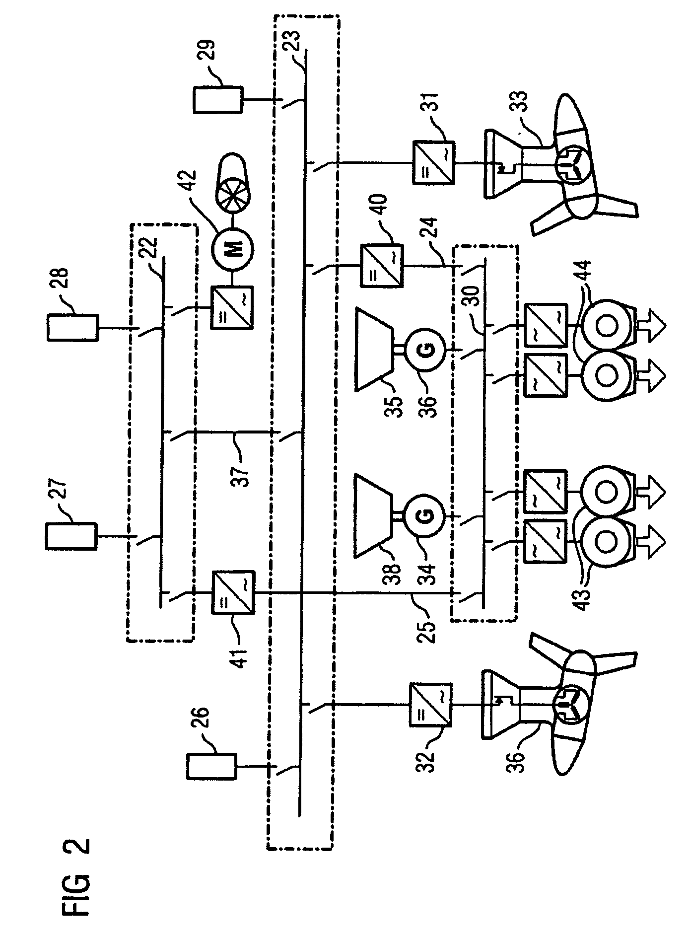 Electric energy supply system for a ship, in particular a navy ship that can be operated with low IR signature