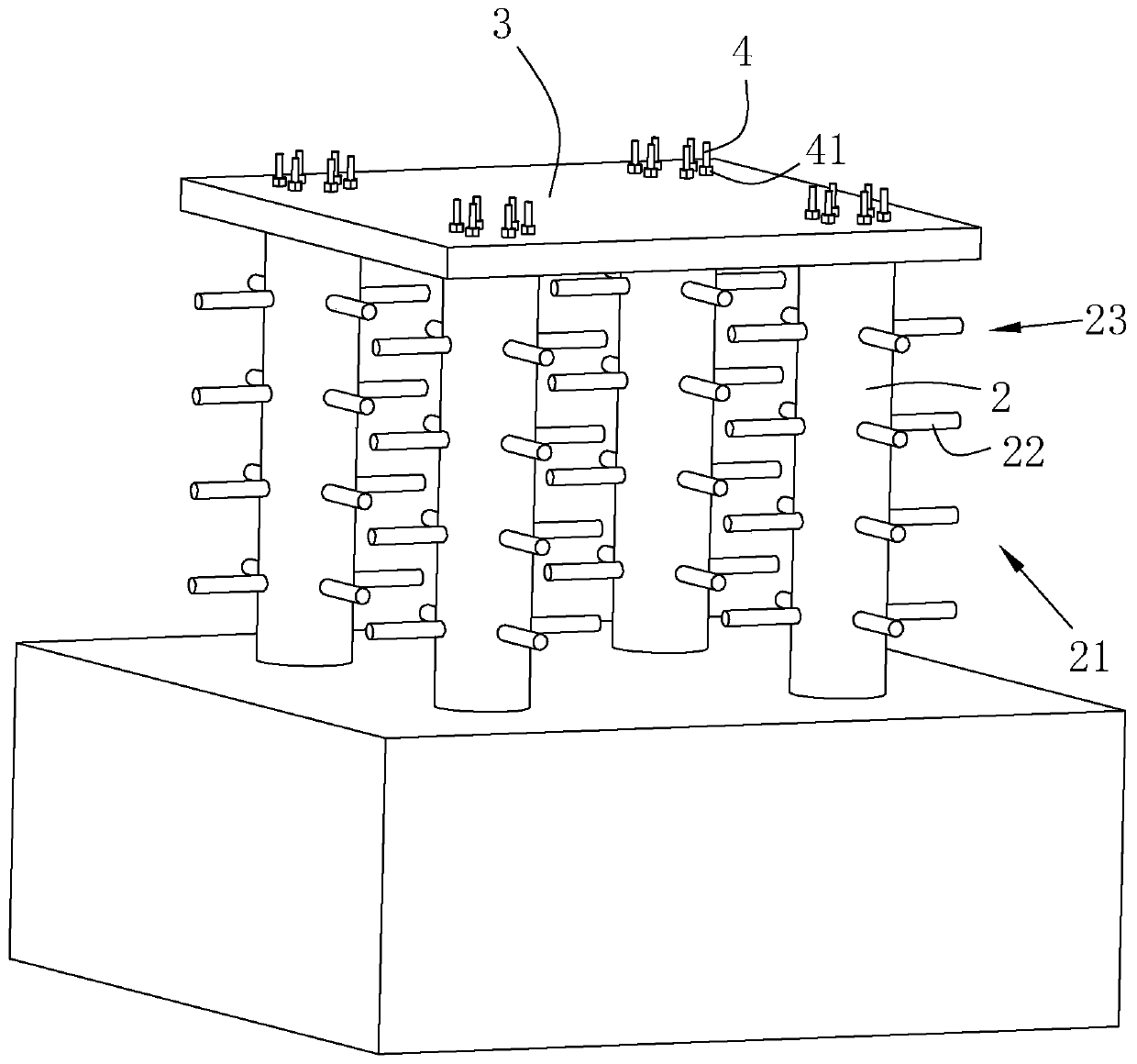 Tower crane foundation structure and its construction method