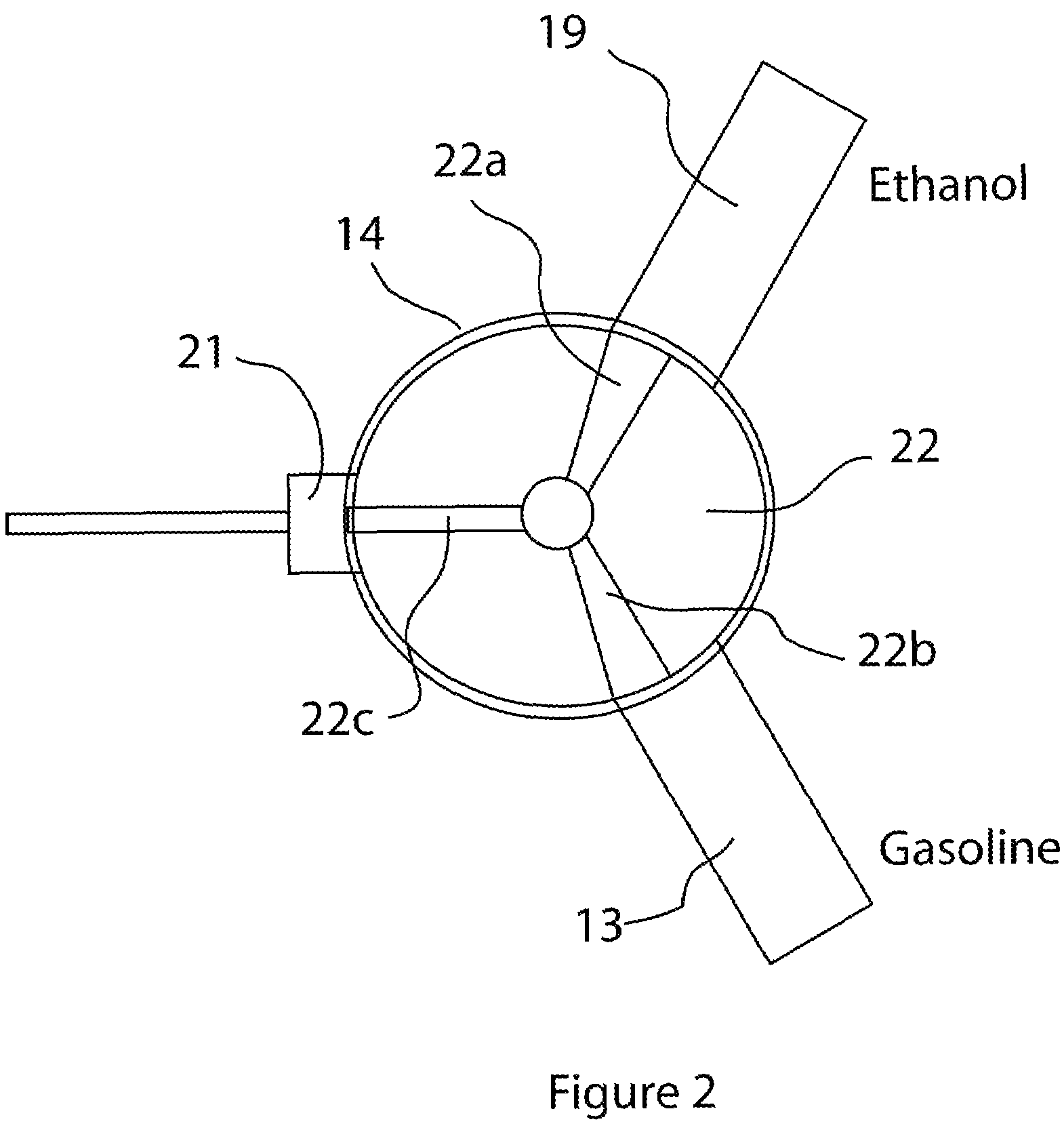 Single nozzle injection of gasoline and anti-knock fuel