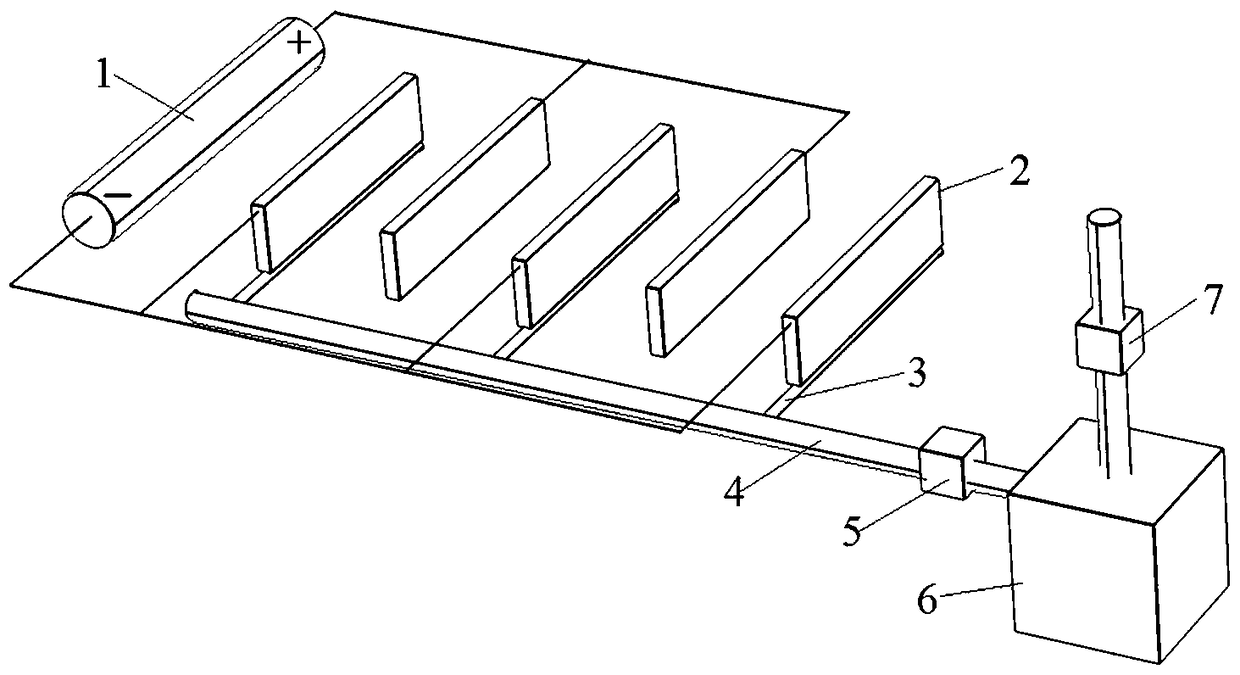 System for controlling migration of heavy metal elements of goaf filling body by using electrophoresis theory