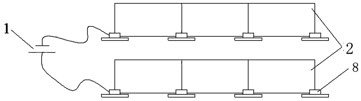 System for controlling migration of heavy metal elements of goaf filling body by using electrophoresis theory