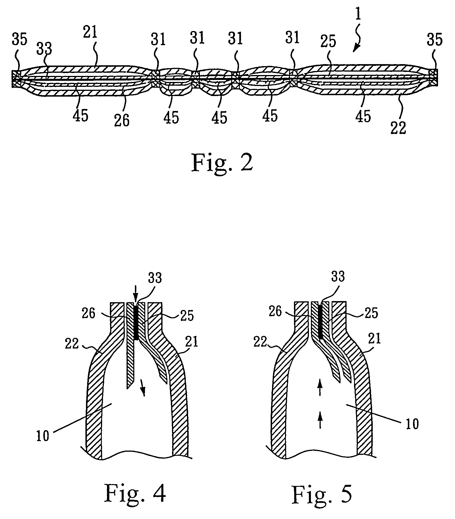 Air packing bag having film-type check valves