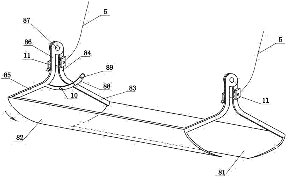 Combined shovel type patient transfer hanger