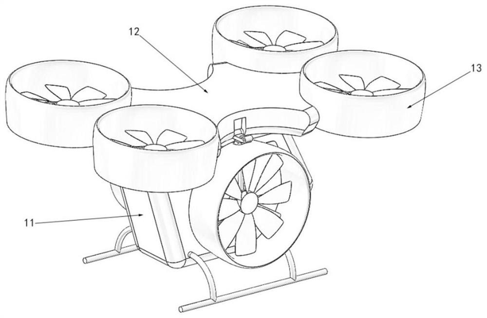 Fixed folding ducted fan fire extinguishing system