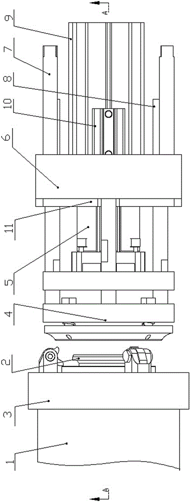 Centrifugal casting machine door-stop plate automatic mounting device