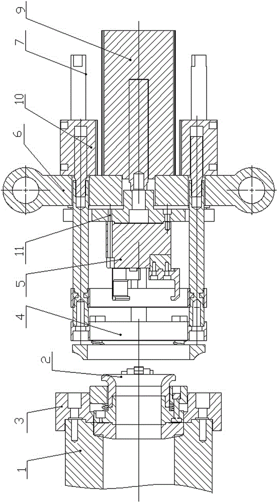 Centrifugal casting machine door-stop plate automatic mounting device