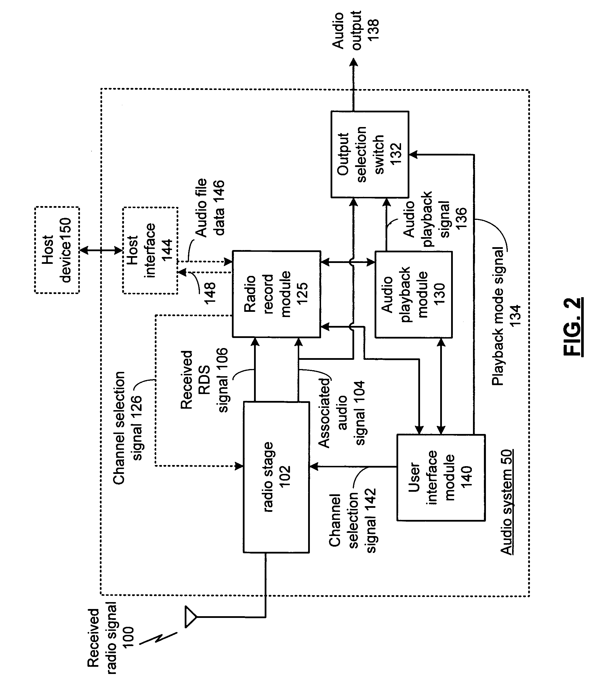 Audio system, radio record module and methods for use therewith