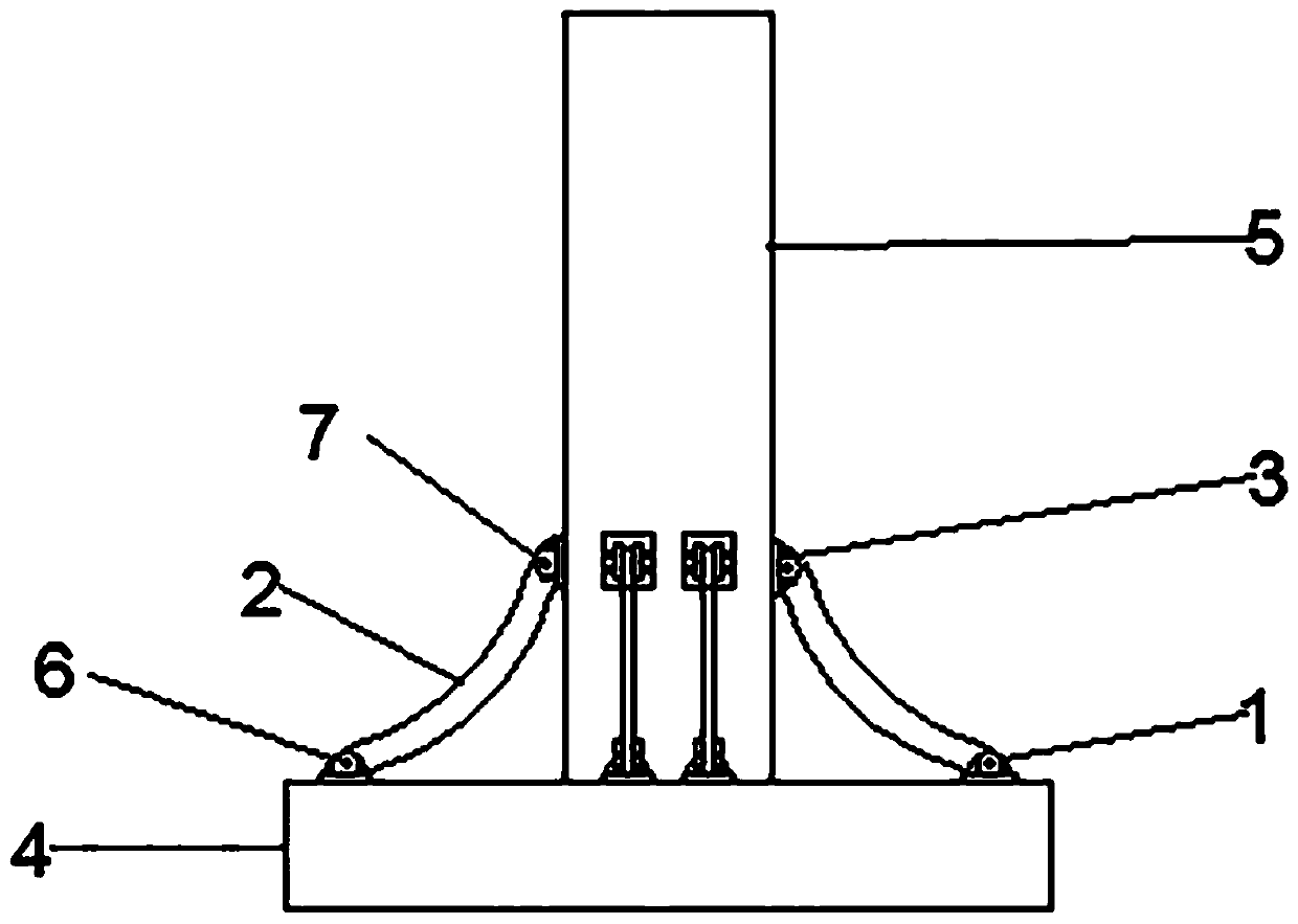 Elastic swinging column with replaceable bending dampers