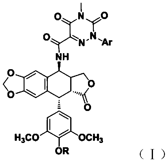 Podophyllotoxin compounds containing 1,2,4-triazone structure and application thereof