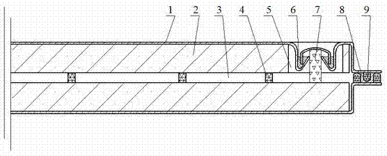 Metal vacuum composite panel with sealing strips and getter and manufacturing method thereof