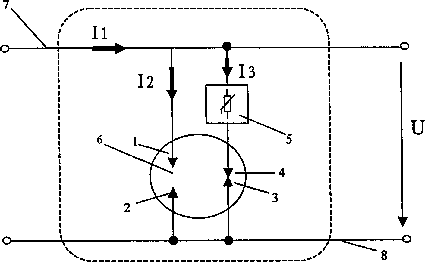 Surge protective method by self-control surge current triggered gap discharge