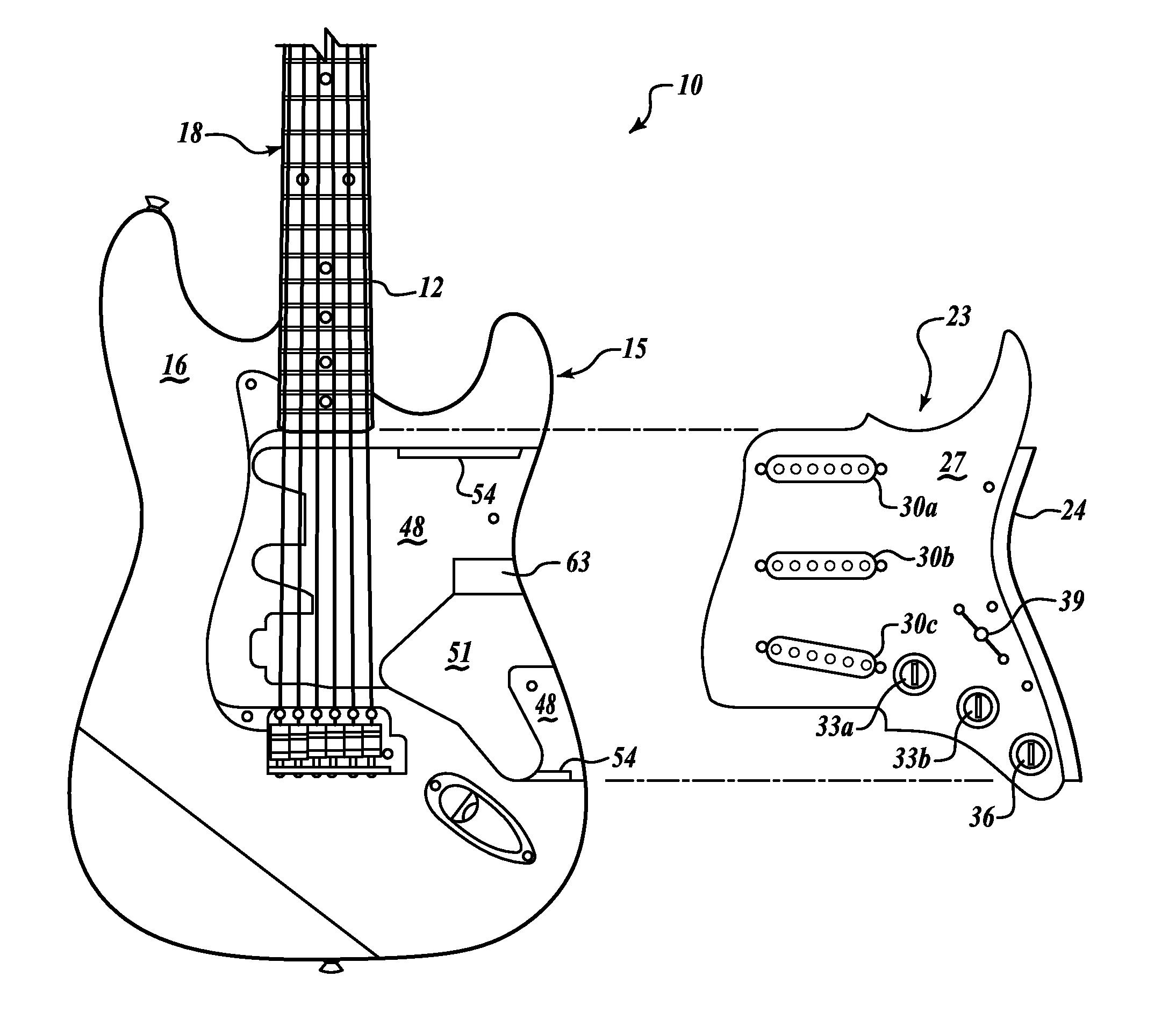 Docking system for pickups on electric guitars