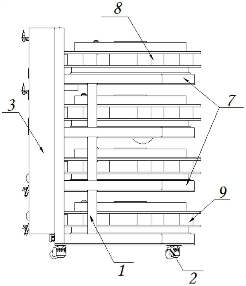 LED injection molding automatic material receiving and discharging machine capable of reducing roll lines and improving efficiency and yield