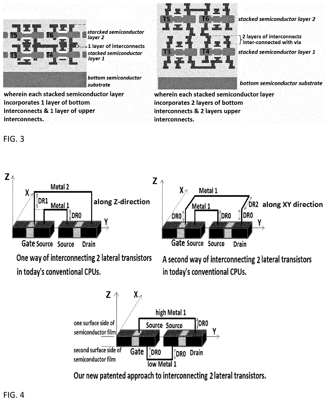 Approach to the manufacturing of monolithic 3-dimensional high-rise integrated-circuits with vertically-stacked double-sided fully-depleted silicon-on-insulator transistors