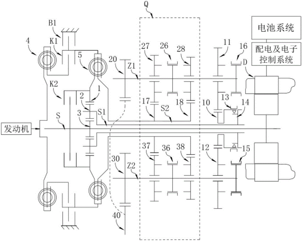 Plug-in multi-gears hybrid transmission