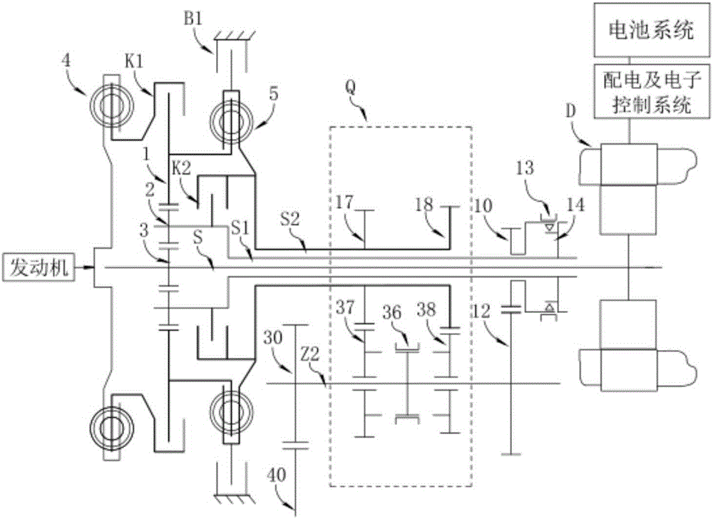 Plug-in multi-gears hybrid transmission