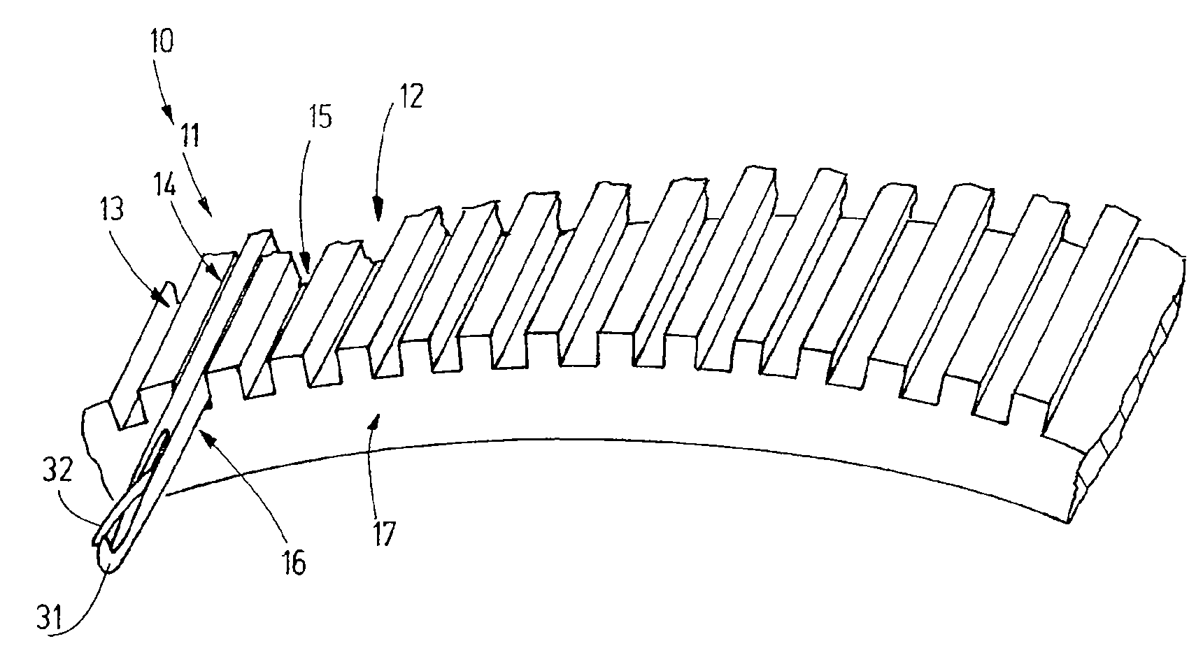 Knitting system with flattened guide channels