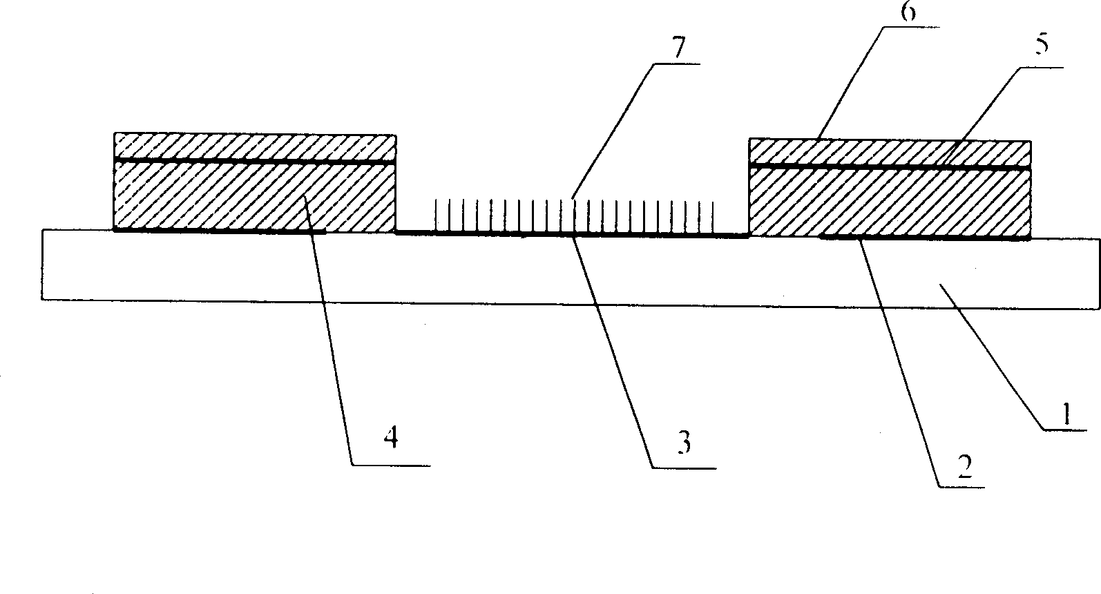 Flat panel display with interdigital double grid structure and its producing process