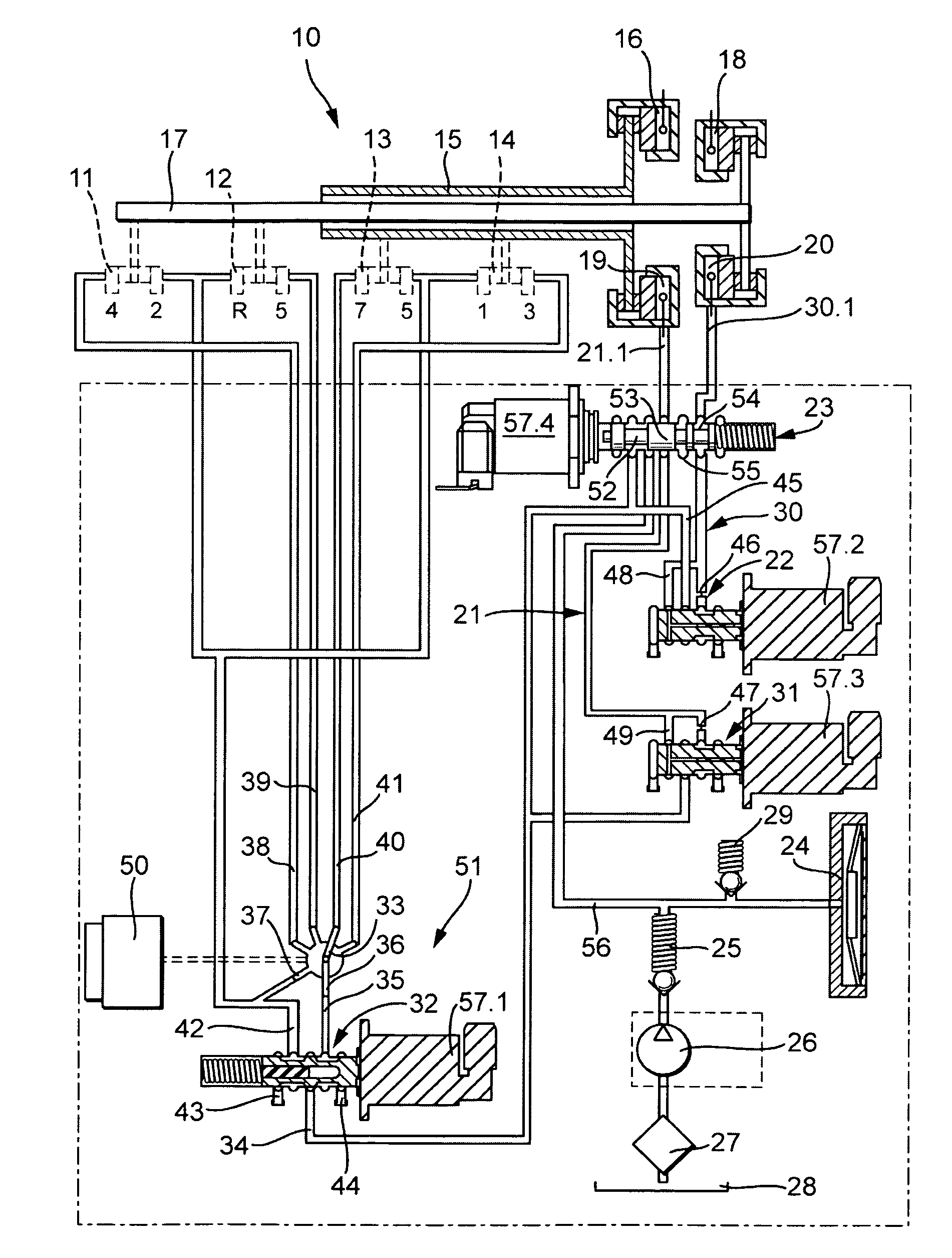 Hydraulic control for a dual clutch transmission