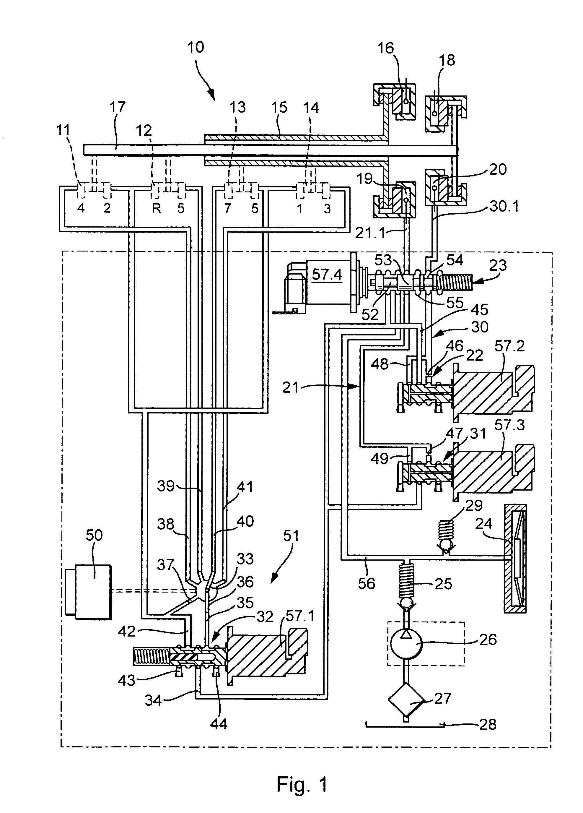 Hydraulic control for a dual clutch transmission