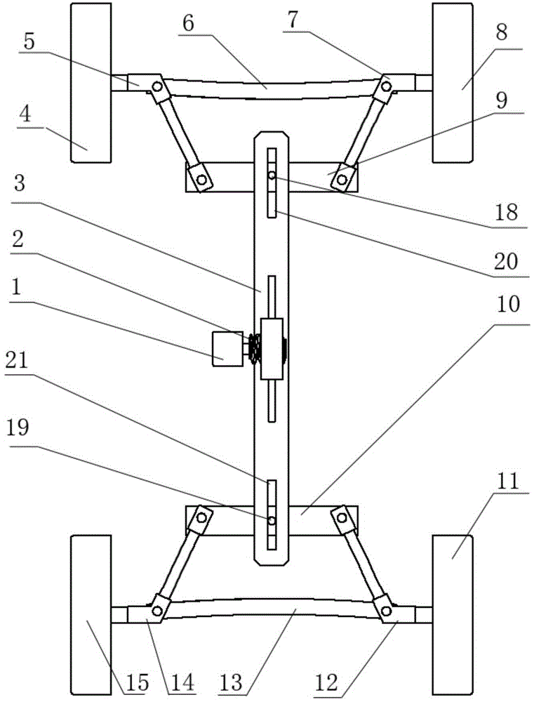 Single-drive four-wheel steering mechanism based on screw and nut