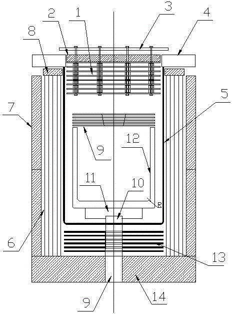 Square sapphire monocrystal furnace heat field structure