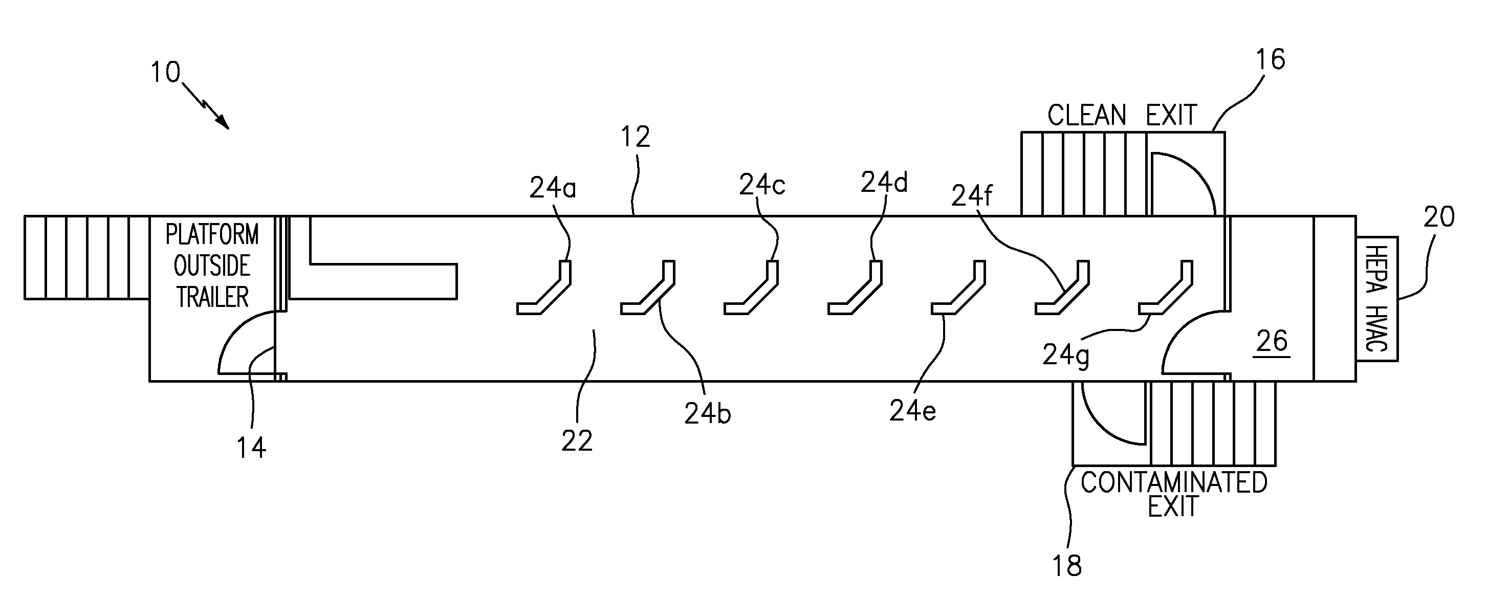 Mobile-monitoring and/or decontamination unit structure