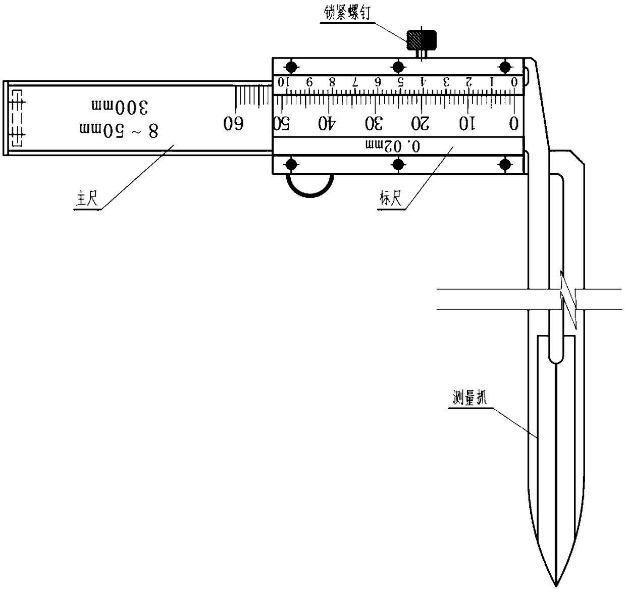 Measurement tool for gap of water turbine generator set and measurement method of tool