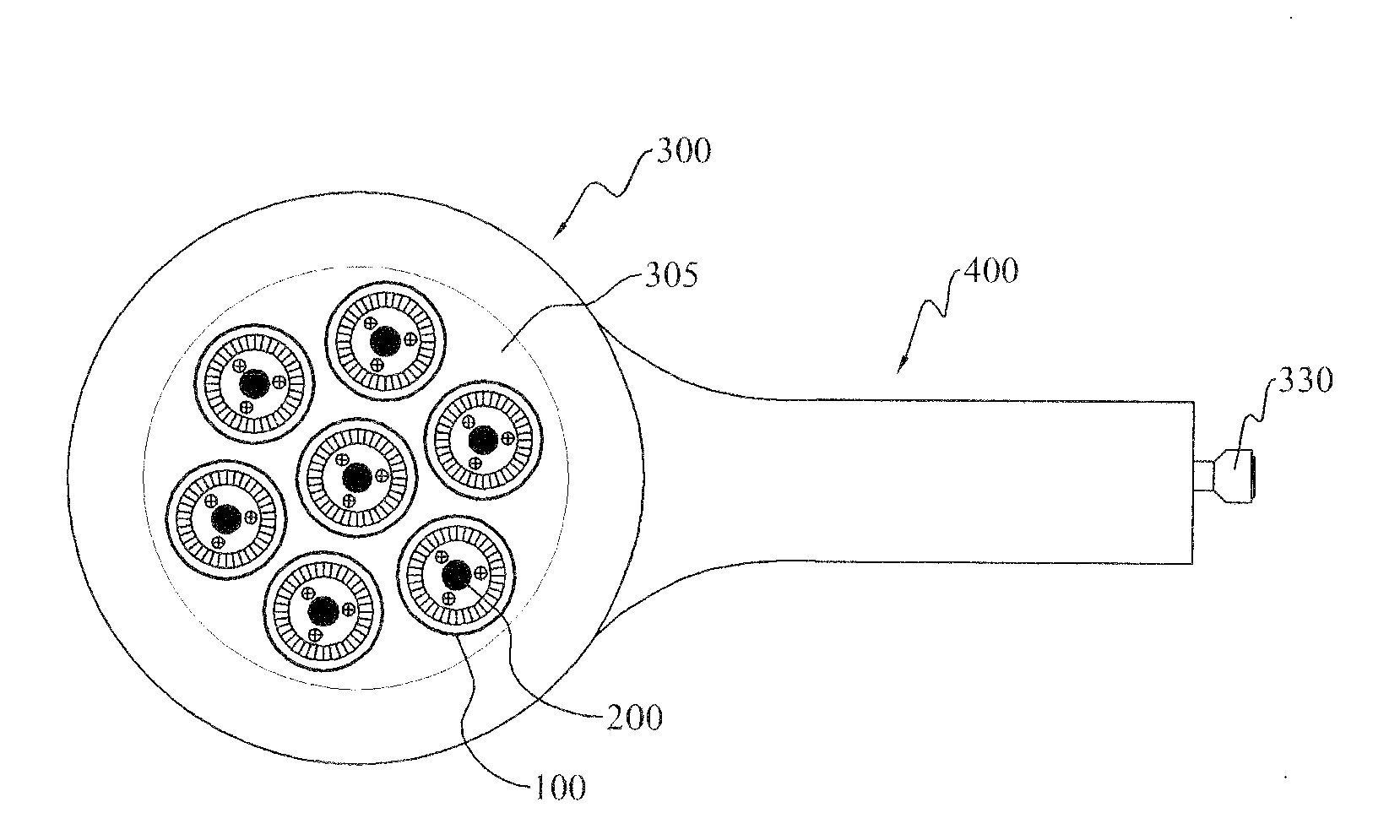 Portable physis-stimulating device for promoting growth with two-phase ultrasonic vibration generators and LED elements