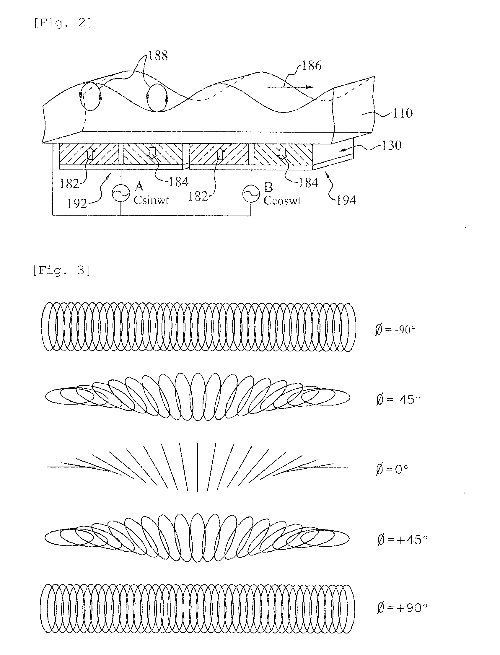 Portable physis-stimulating device for promoting growth with two-phase ultrasonic vibration generators and LED elements