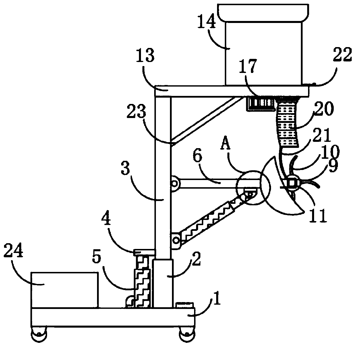 Spraying direction gradual-change type mortar spraying device