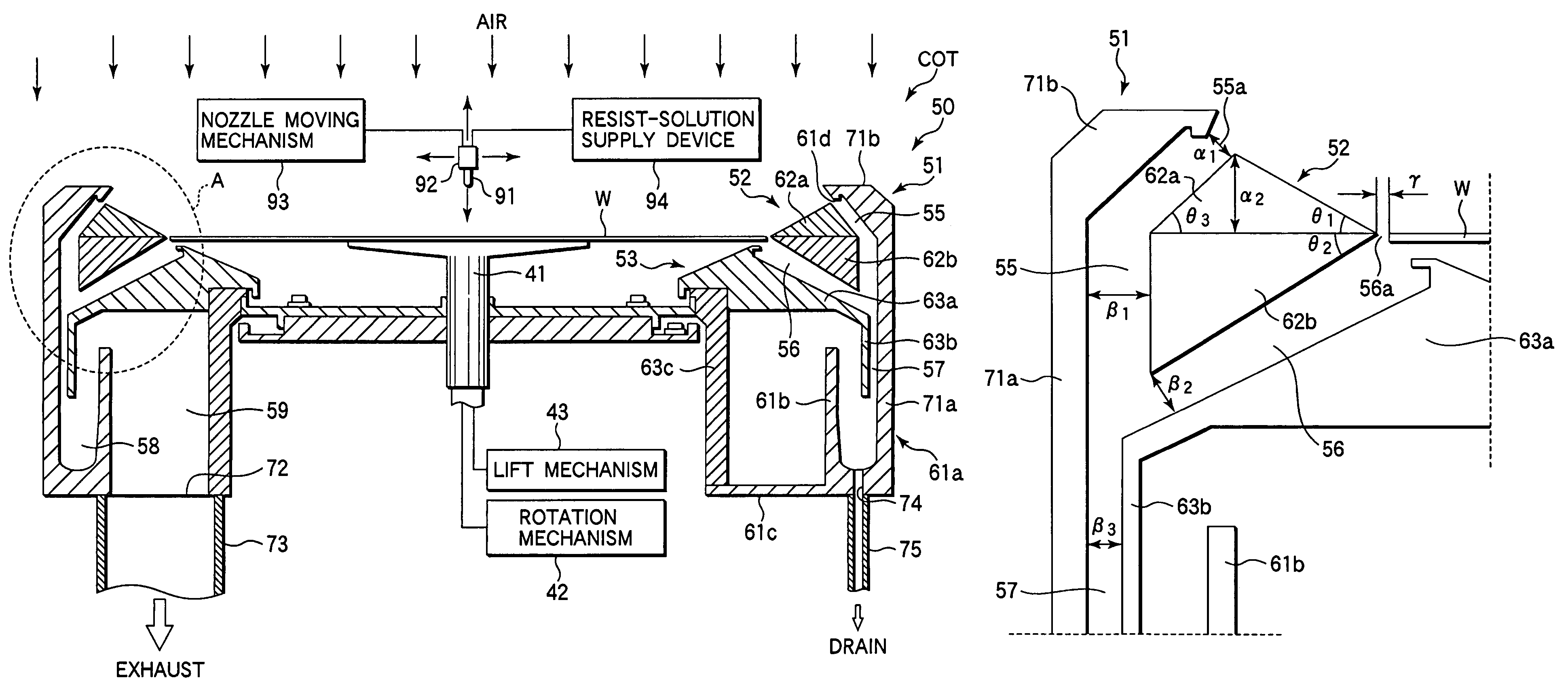 Coating device and coating film forming method