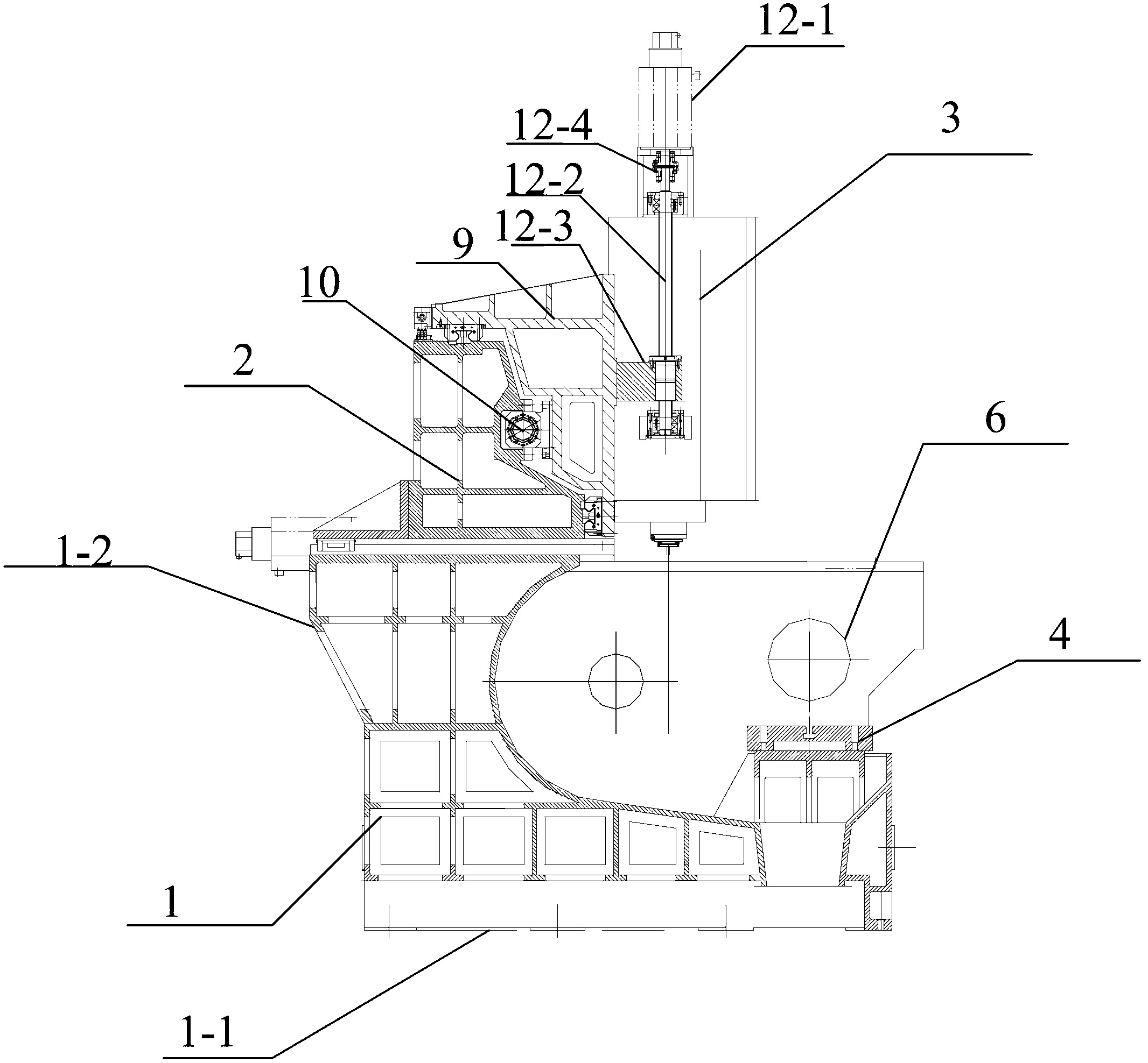 Multi-axis machining center structure