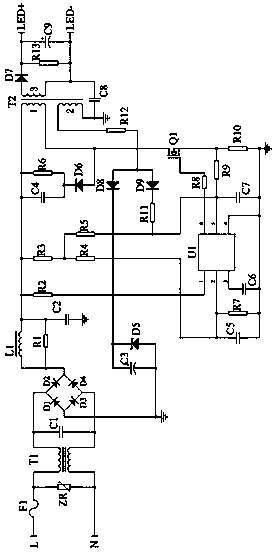 LED driving energy-saving power source with function of overvoltage protection