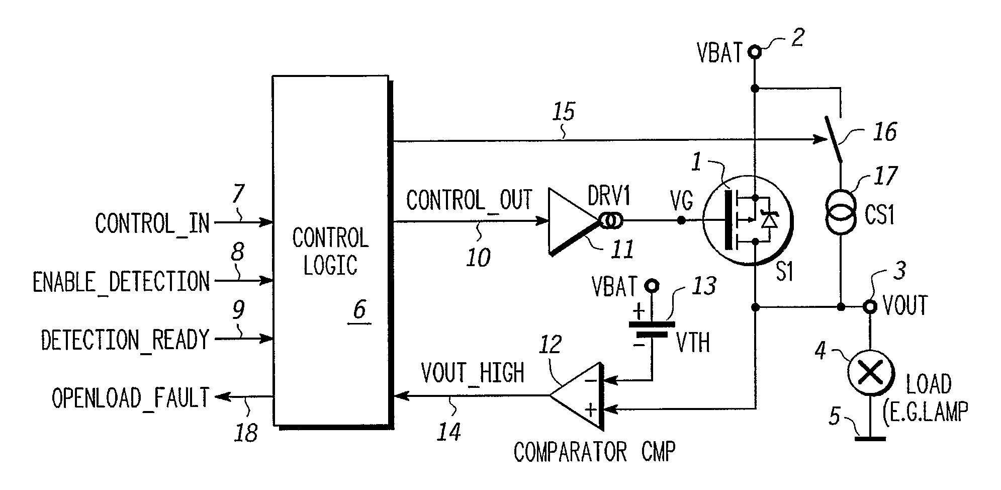 Power switching apparatus with open-load detection